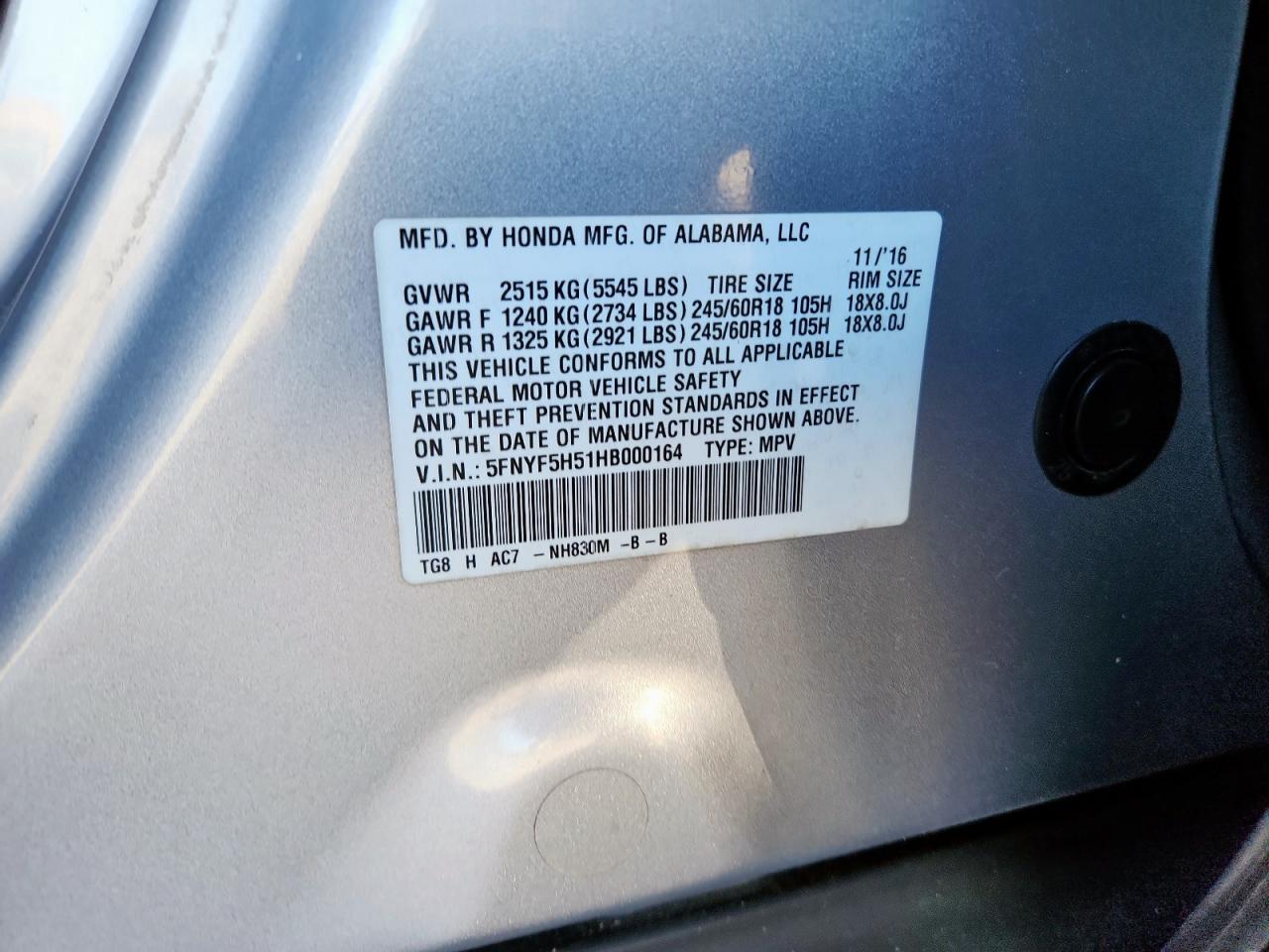 2017 HONDA PILOT