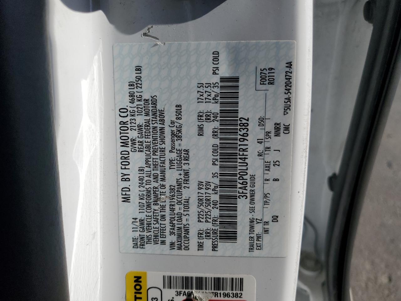 2015 FORD FUSION
