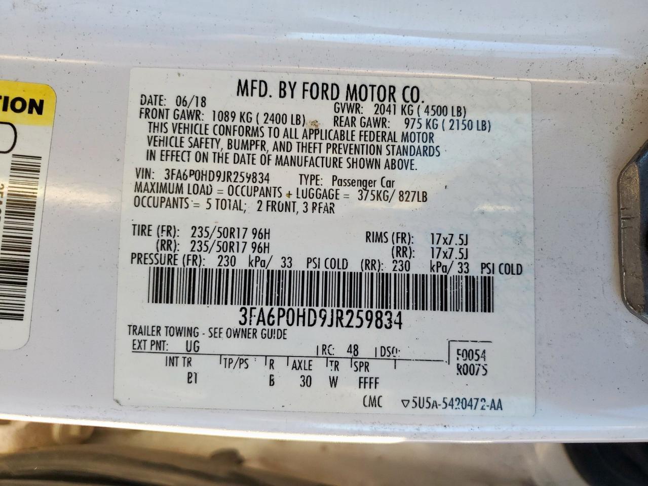 2018 FORD FUSION