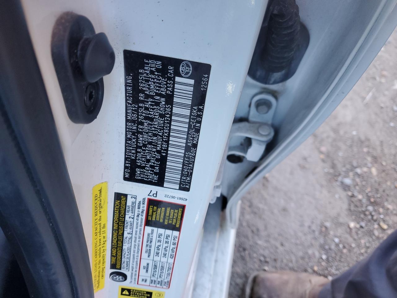 2012 TOYOTA CAMRY