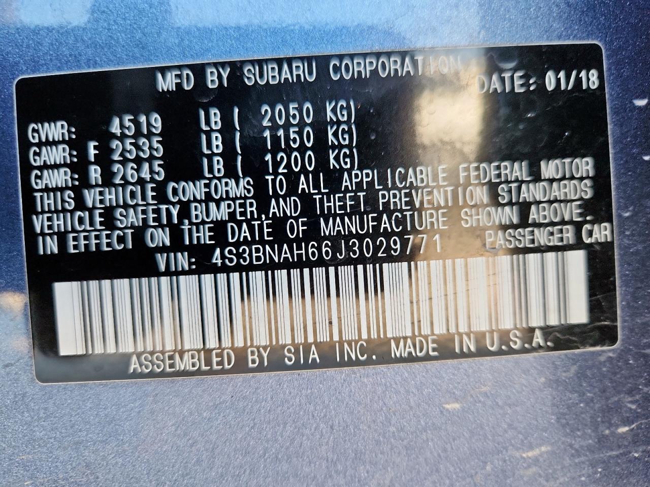 2018 SUBARU Legacy