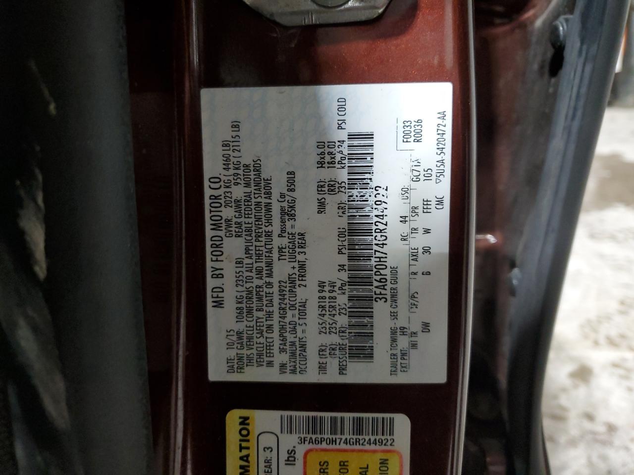 2016 FORD FUSION