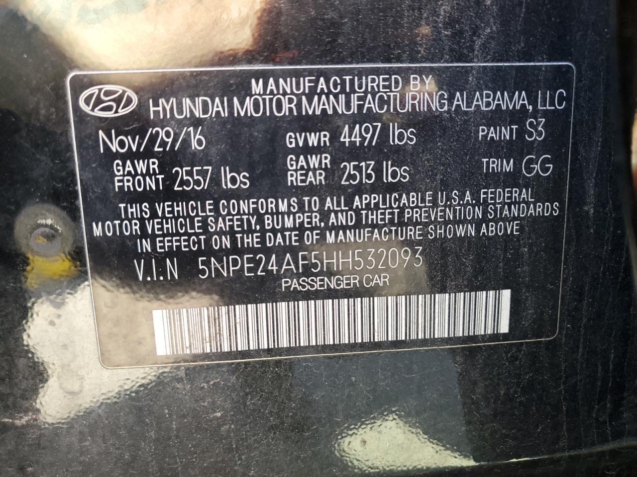 2017 HYUNDAI SONATA