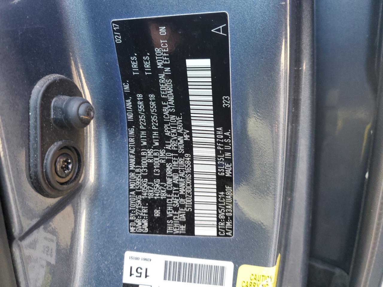 2017 TOYOTA SIENNA
