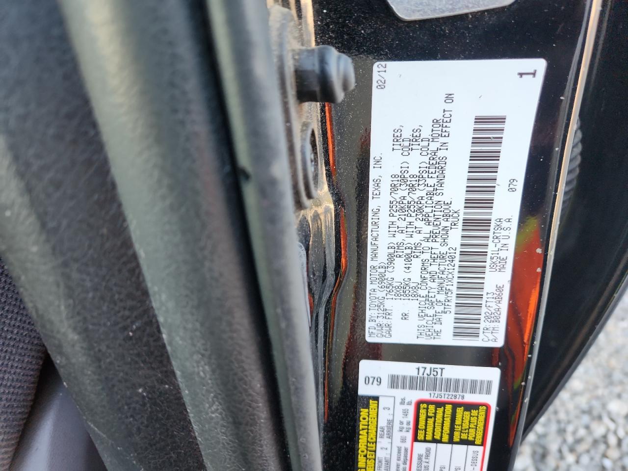 2012 TOYOTA TUNDRA
