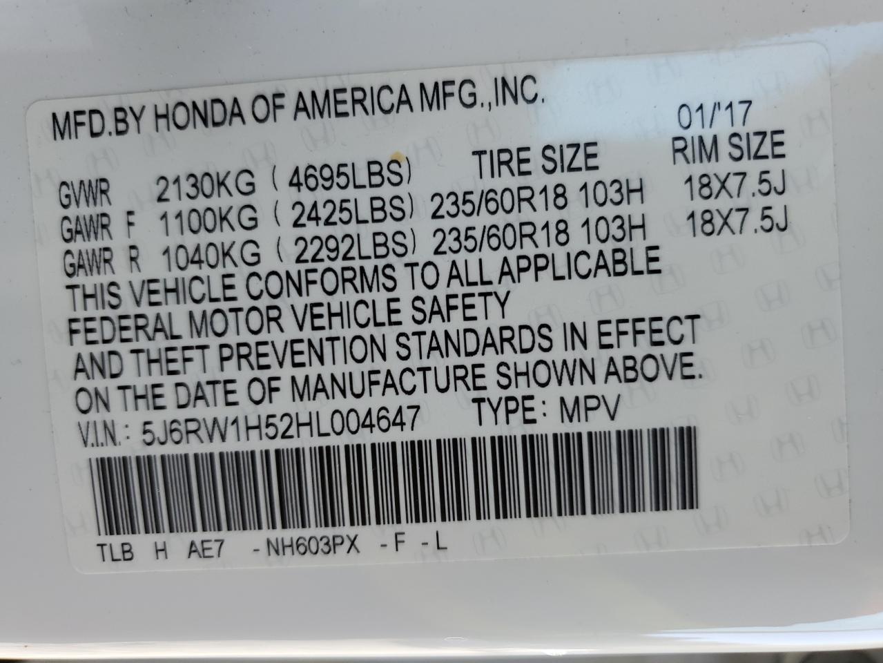 2017 HONDA CR-V