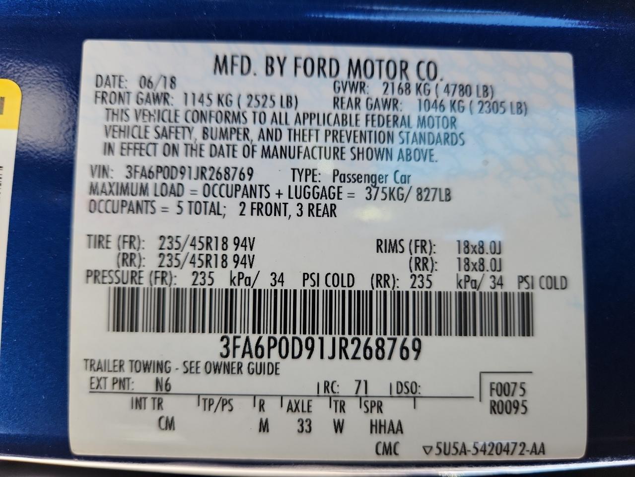 2018 FORD FUSION