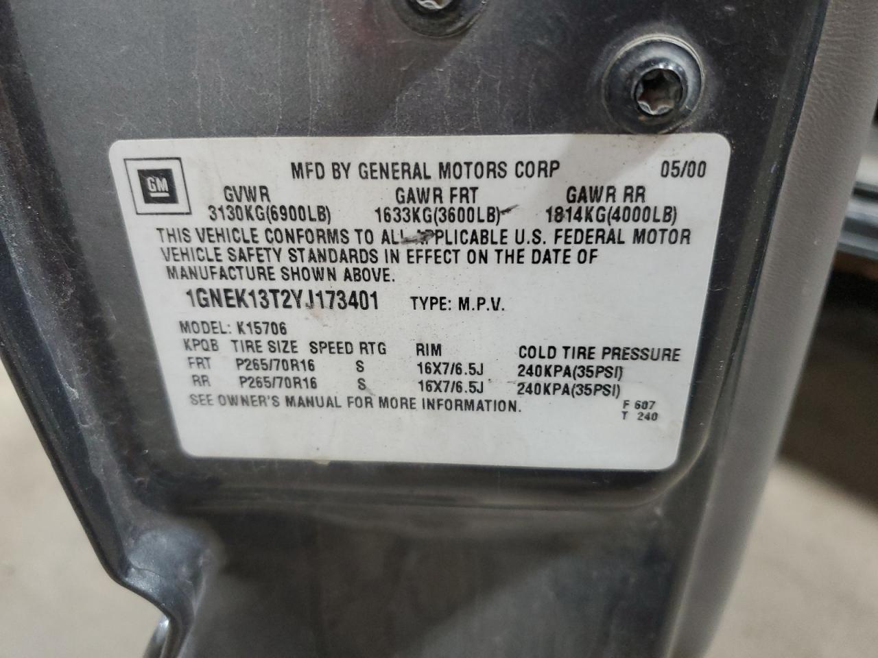 2000 CHEVROLET Tahoe