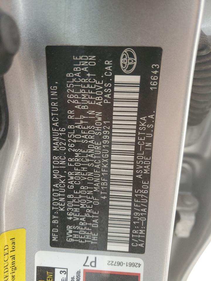 2016 TOYOTA CAMRY