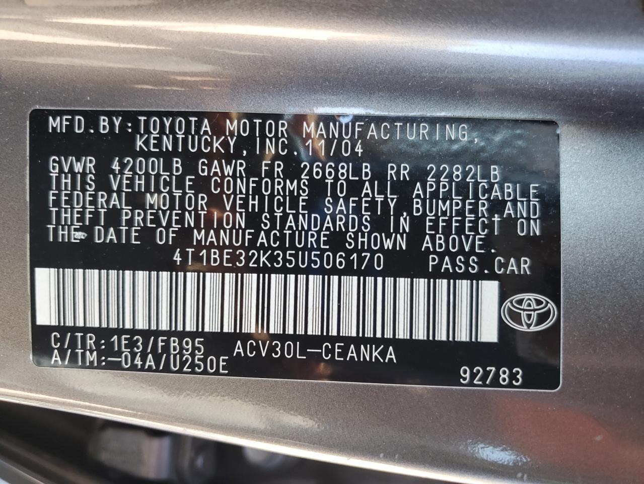 2005 TOYOTA CAMRY