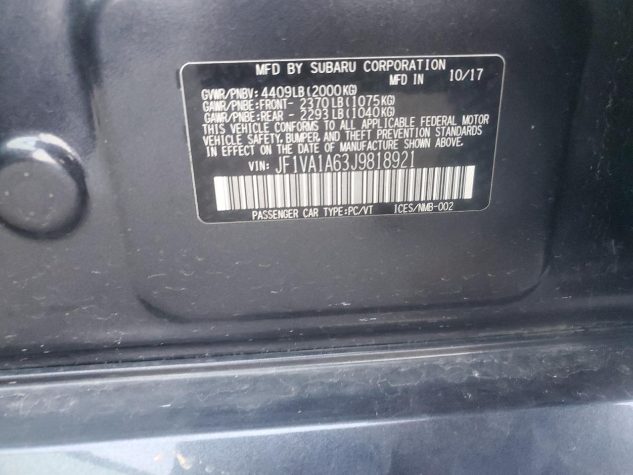 2018 SUBARU WRX
