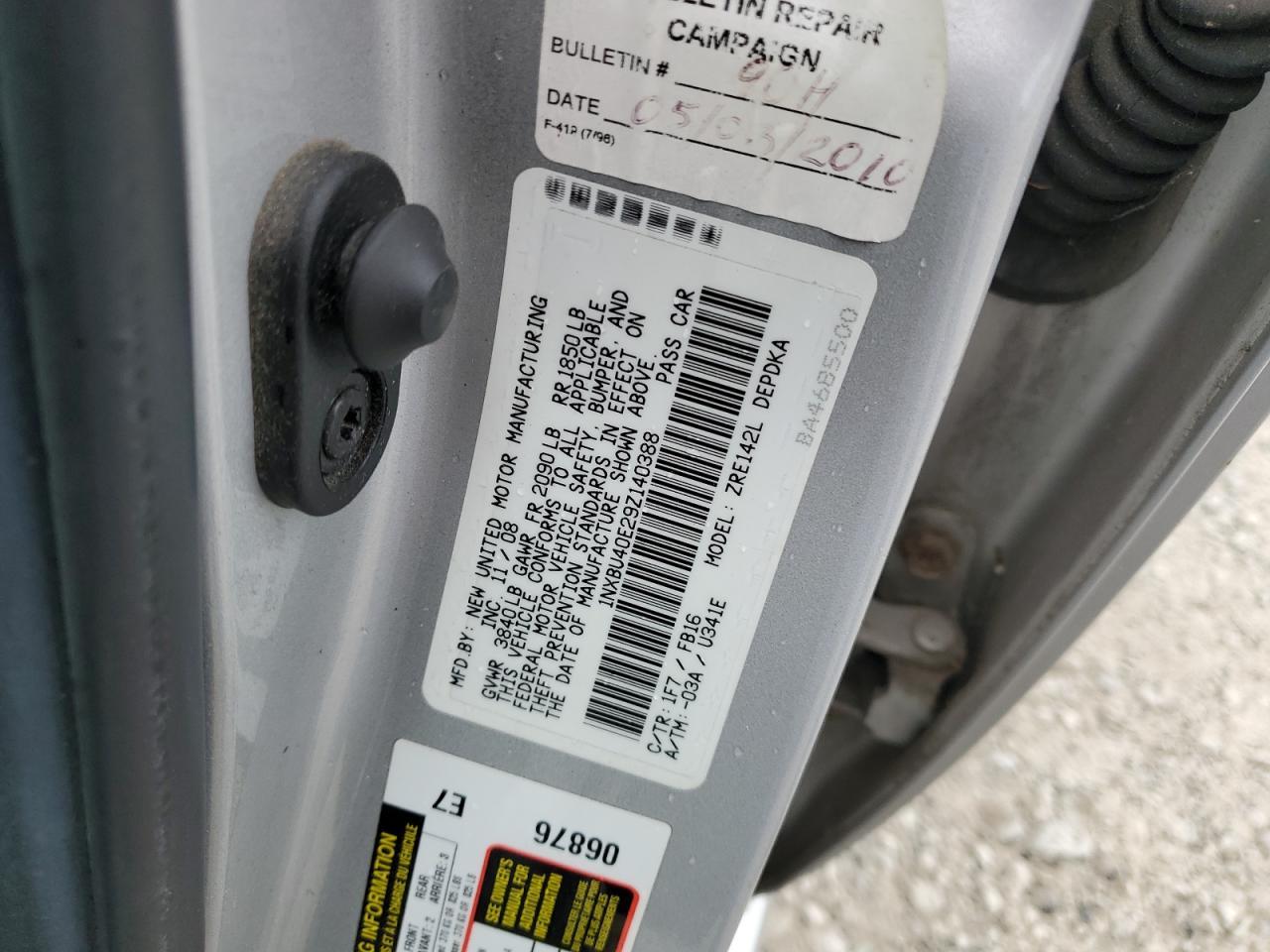 2009 TOYOTA COROLLA