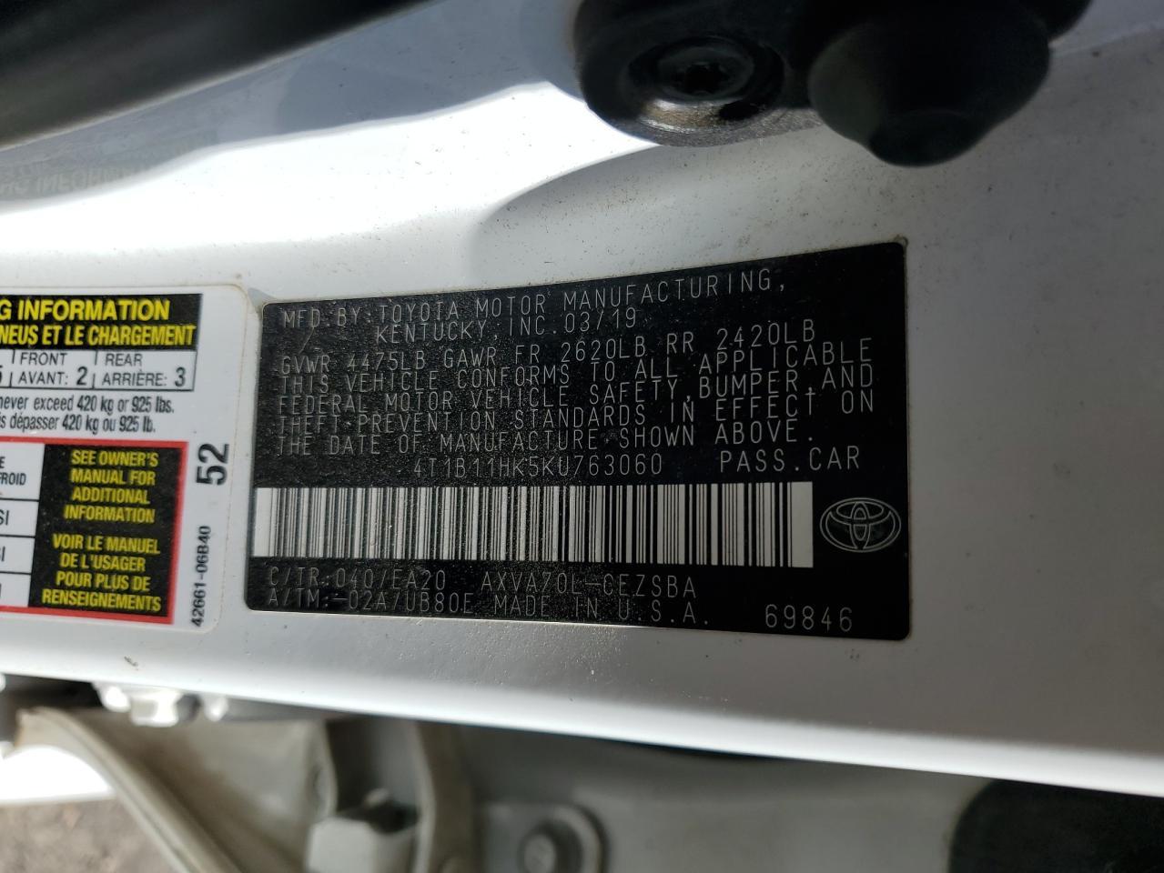2019 TOYOTA CAMRY