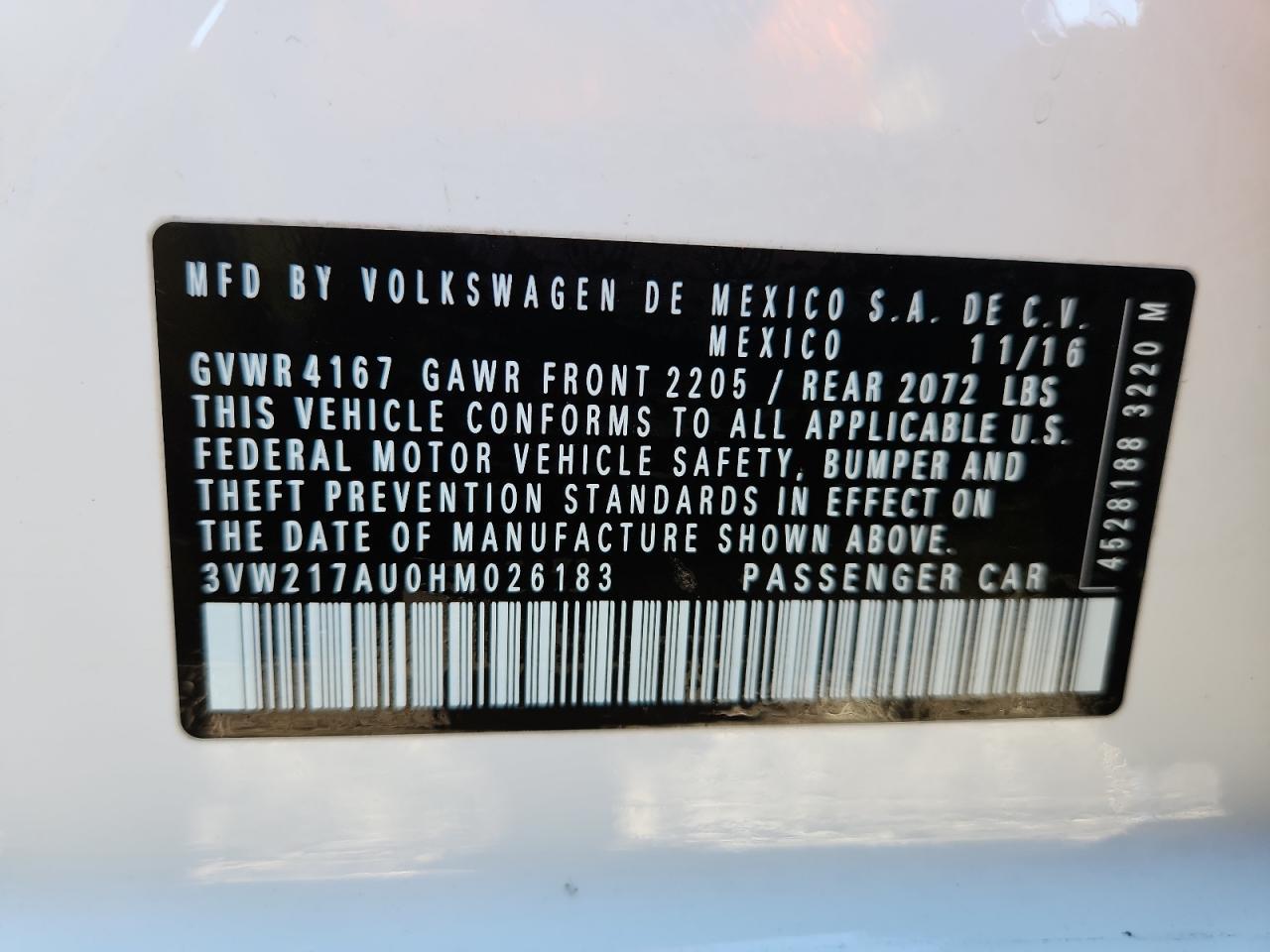 2017 VOLKSWAGEN GOLF