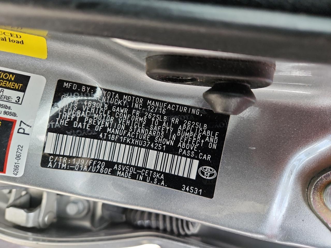 2017 TOYOTA CAMRY