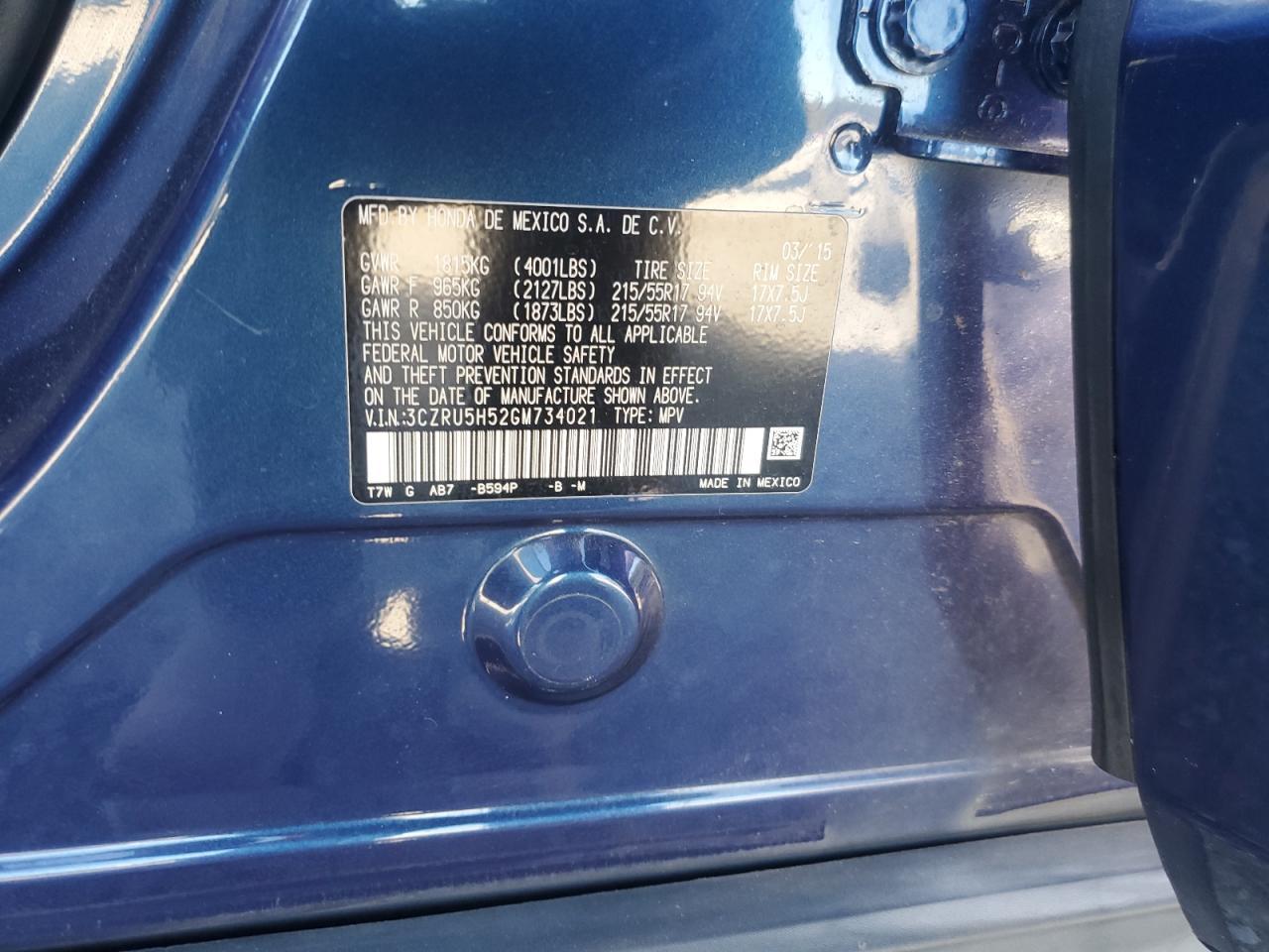 2016 HONDA HR-V