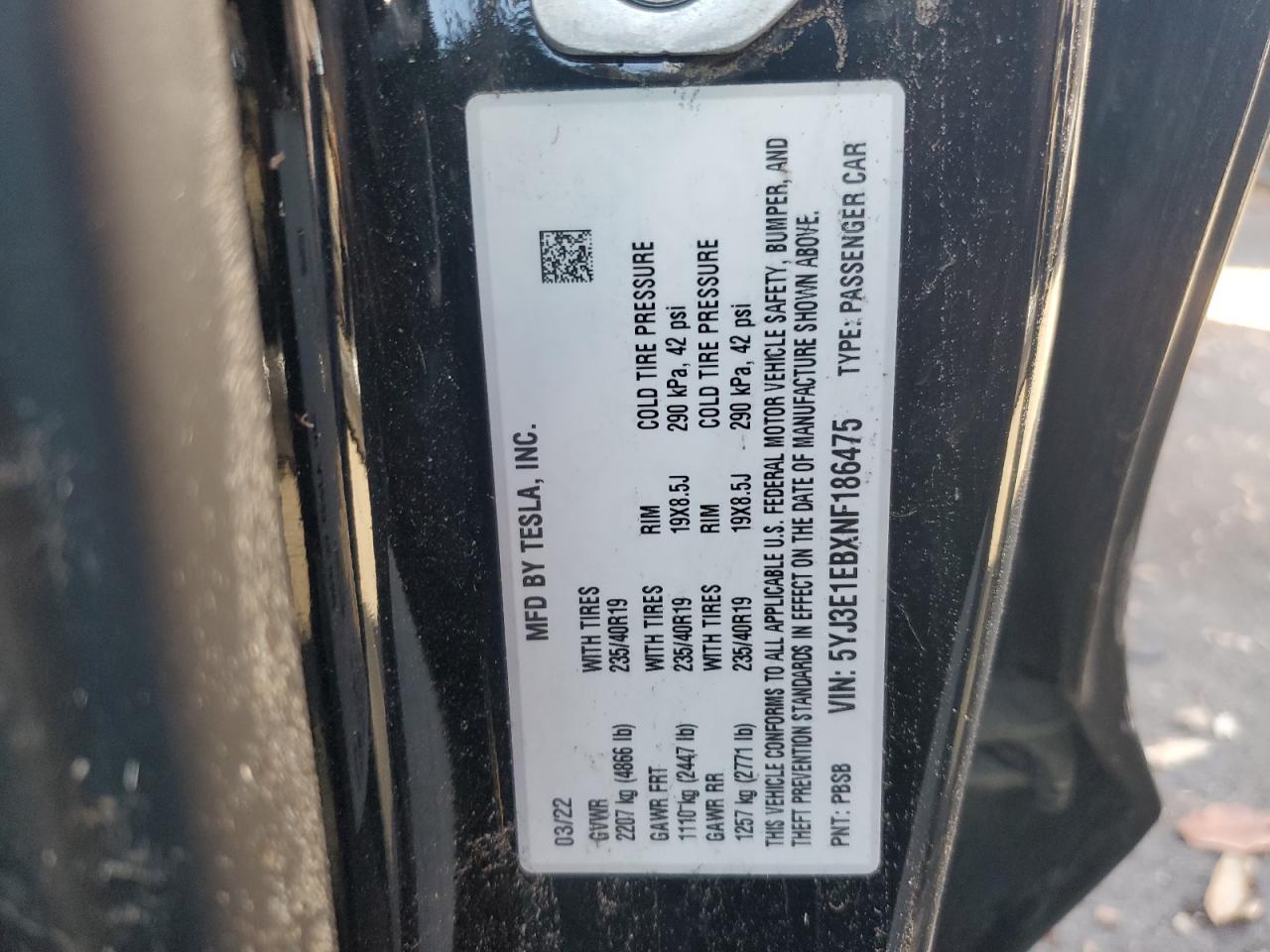 2022 TESLA MODEL 3