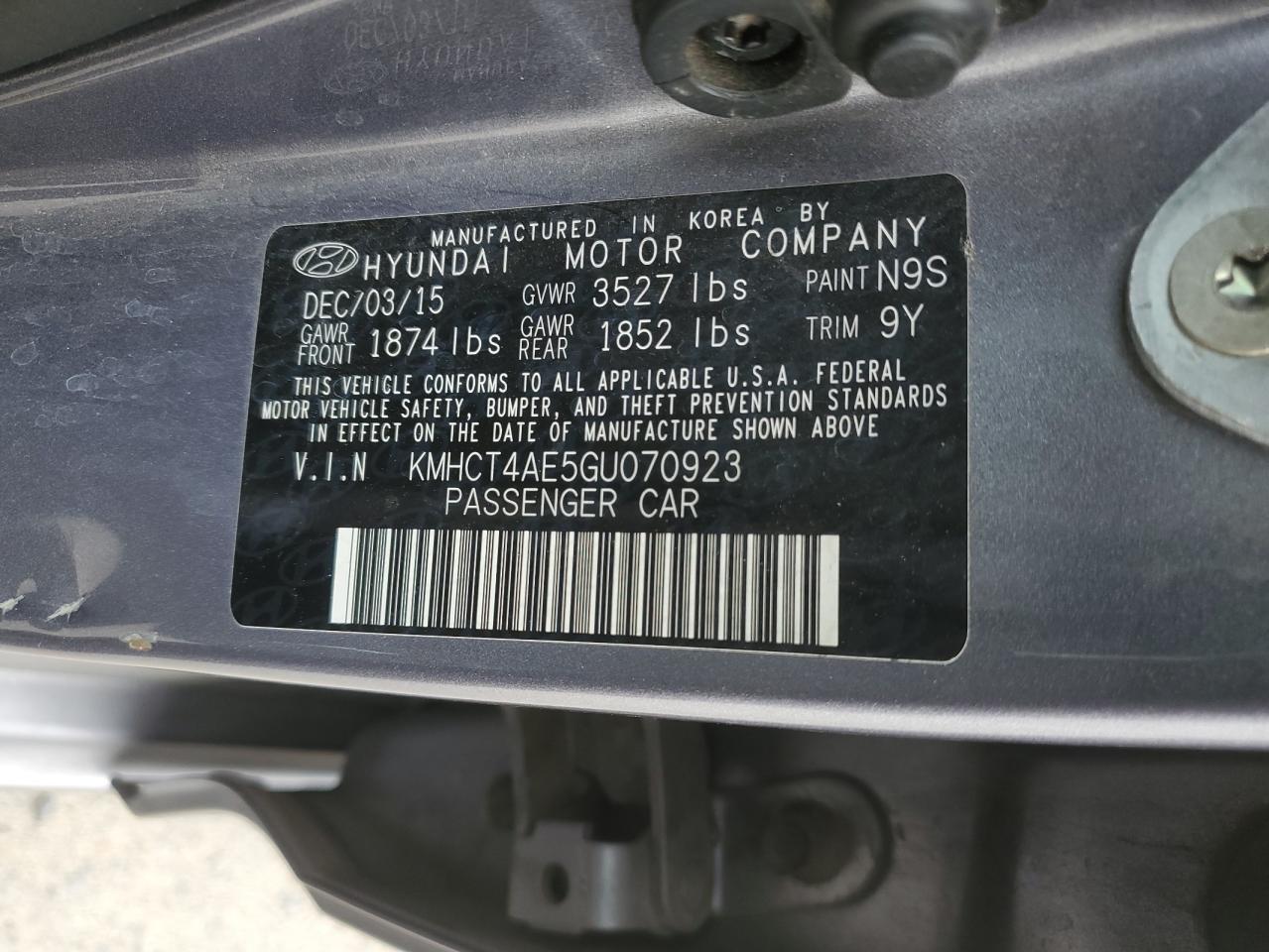 2016 HYUNDAI ACCENT