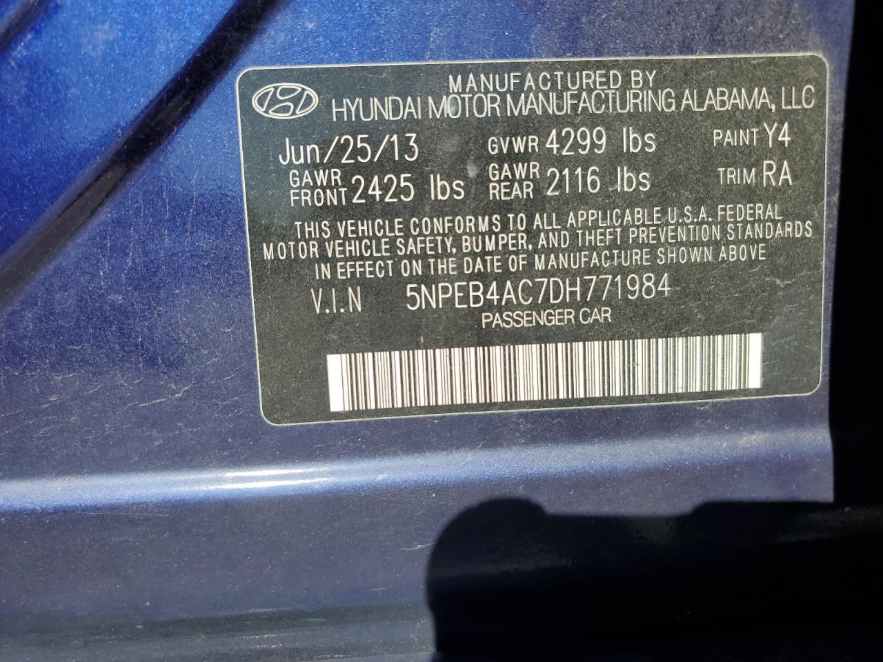 2013 HYUNDAI SONATA