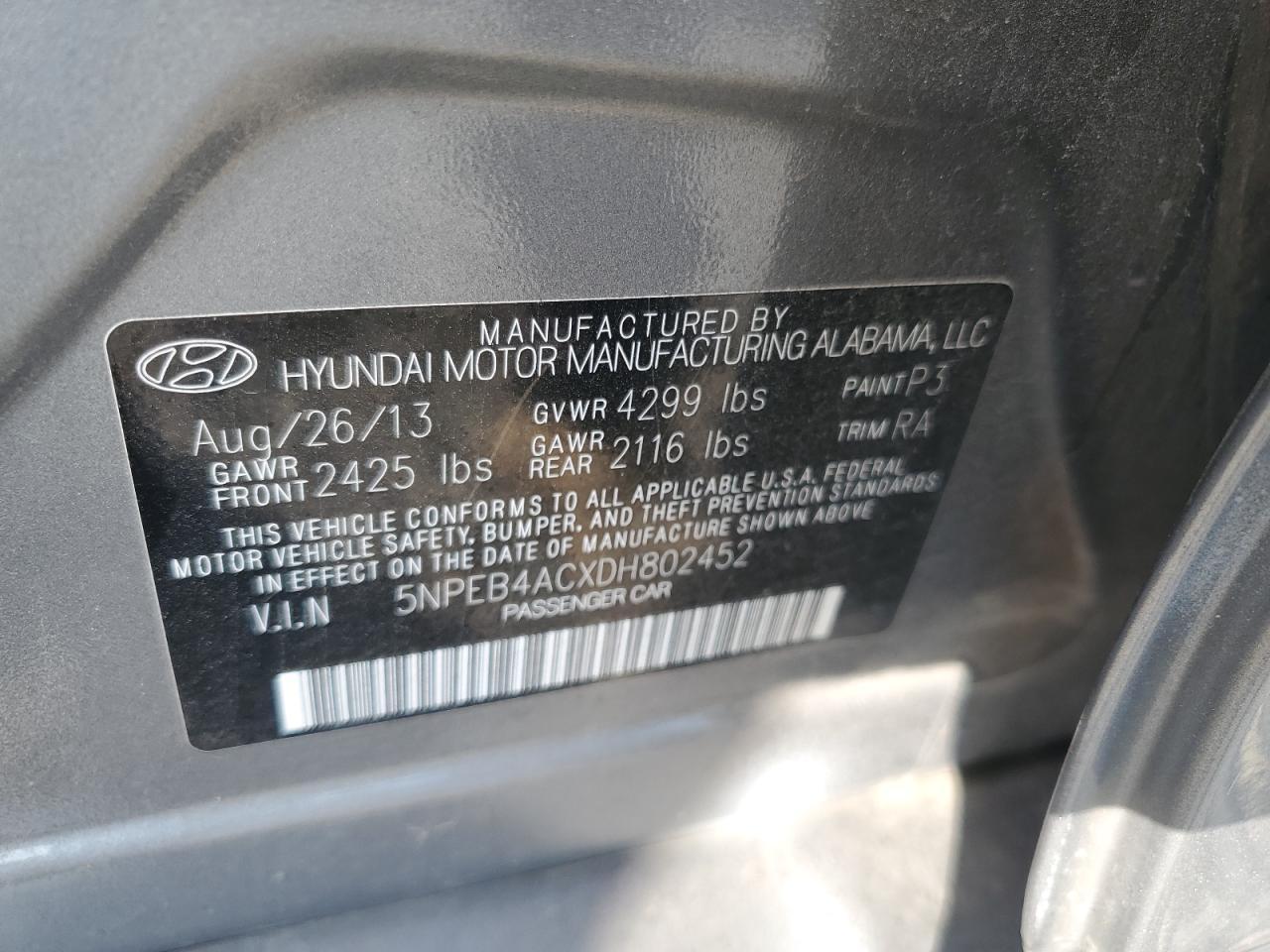 2013 HYUNDAI SONATA