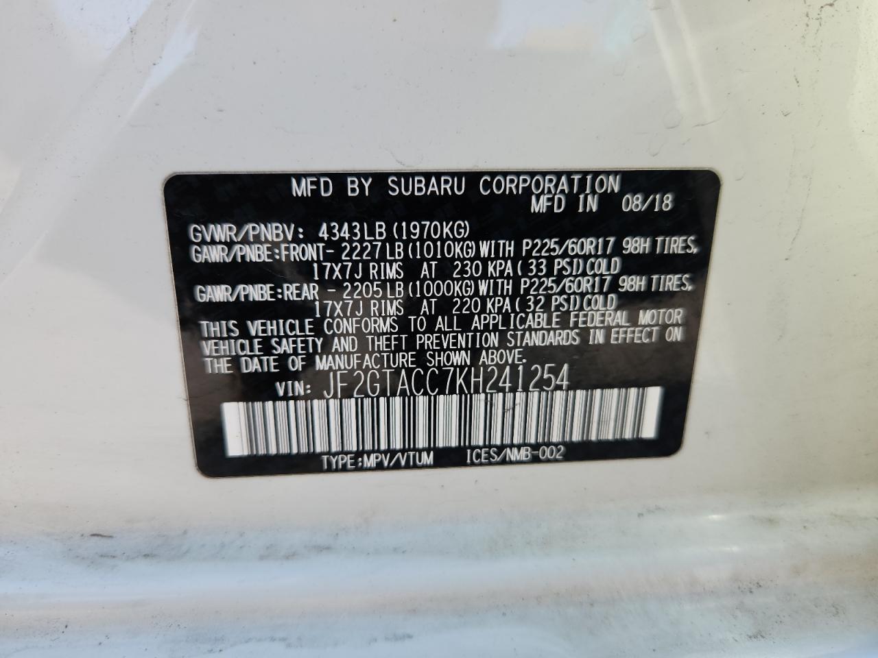 2019 SUBARU Crosstrek