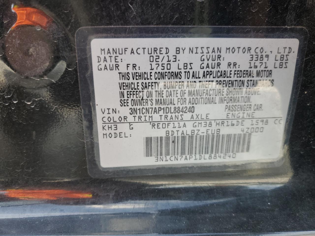 2013 NISSAN VERSA