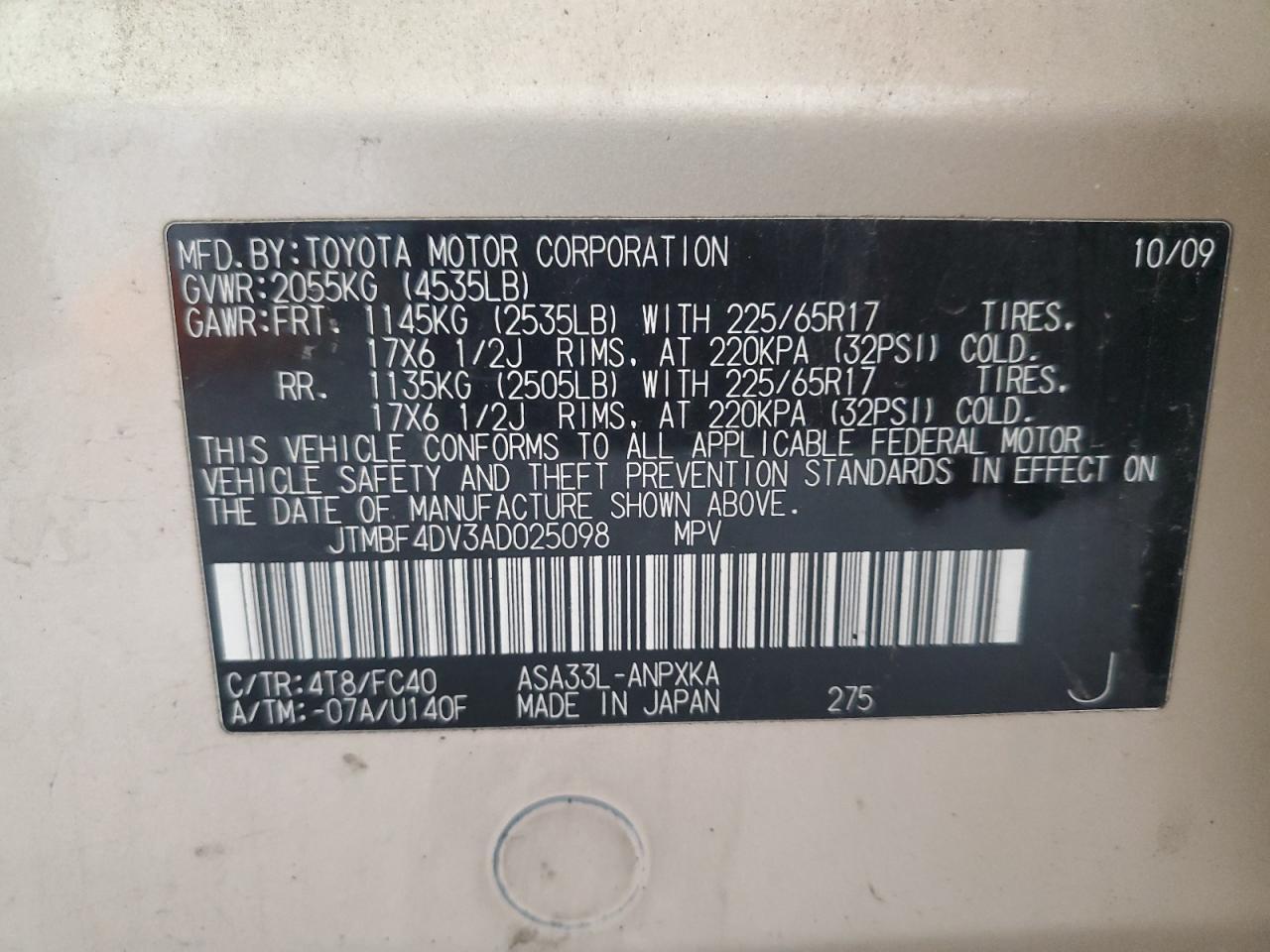 2010 TOYOTA RAV4