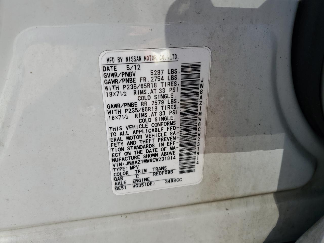 2012 NISSAN MURANO