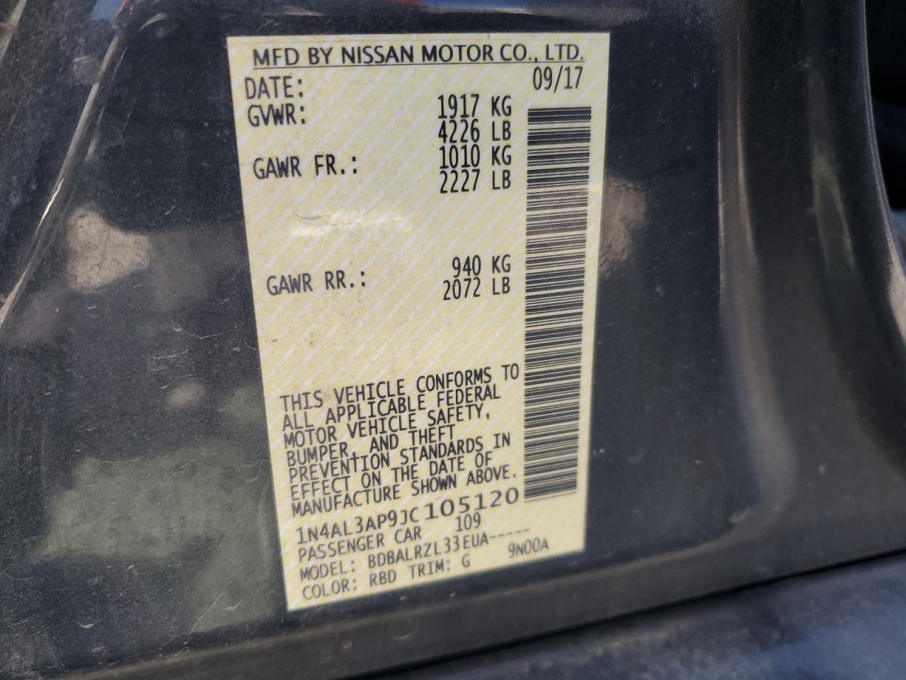 2018 NISSAN ALTIMA