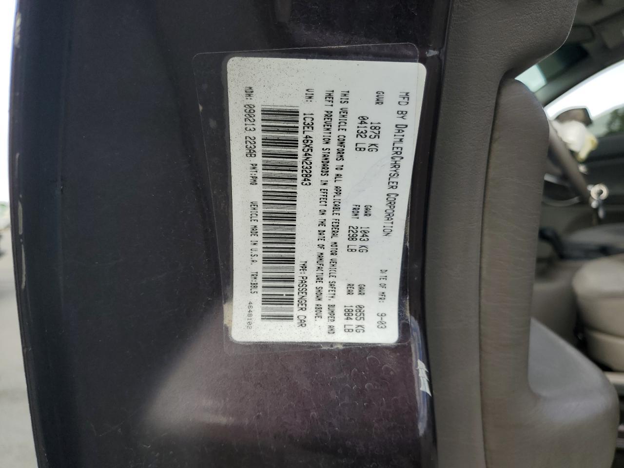 2004 CHRYSLER Sebring