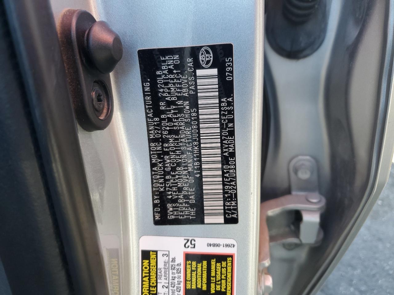 2018 TOYOTA CAMRY