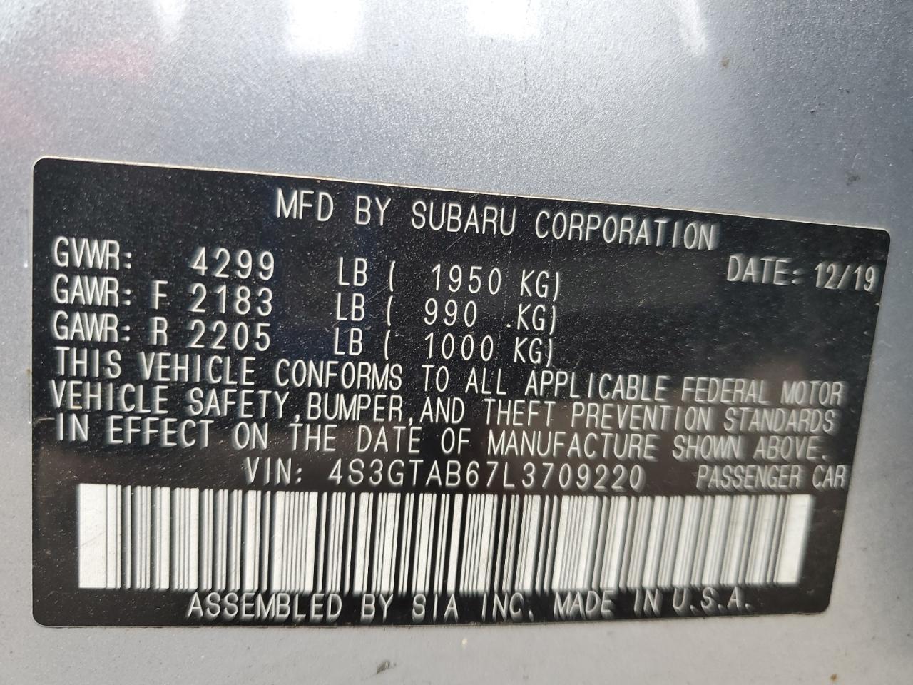 2020 SUBARU IMPREZA