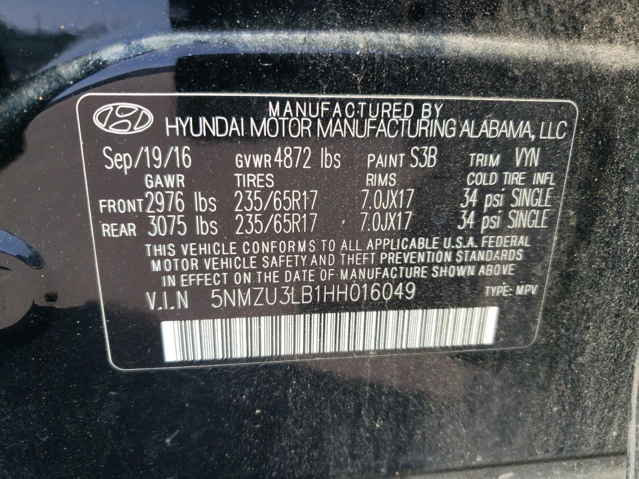 2017 HYUNDAI SANTA FE