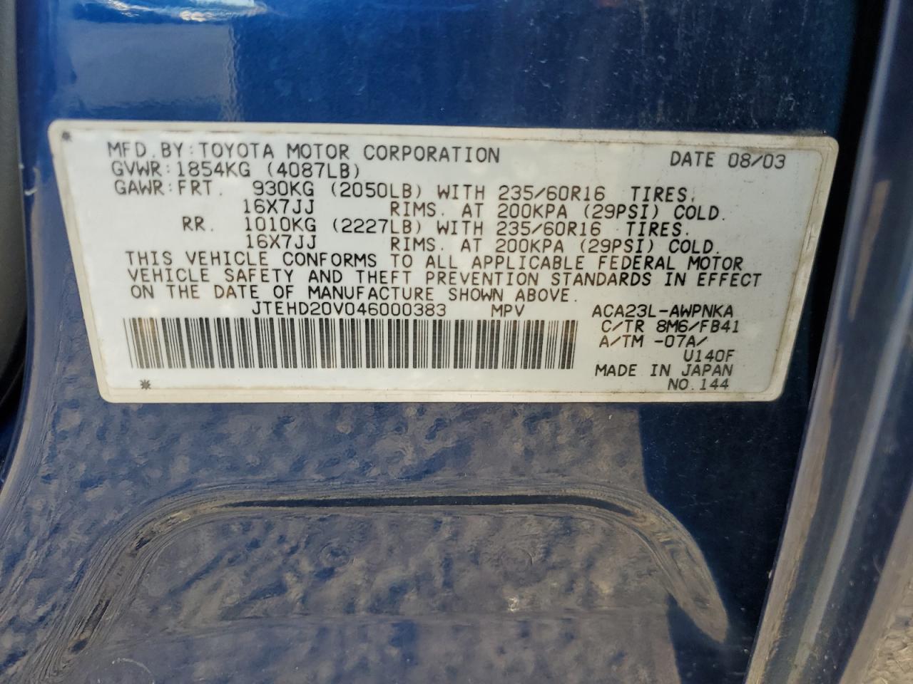 2004 TOYOTA RAV4