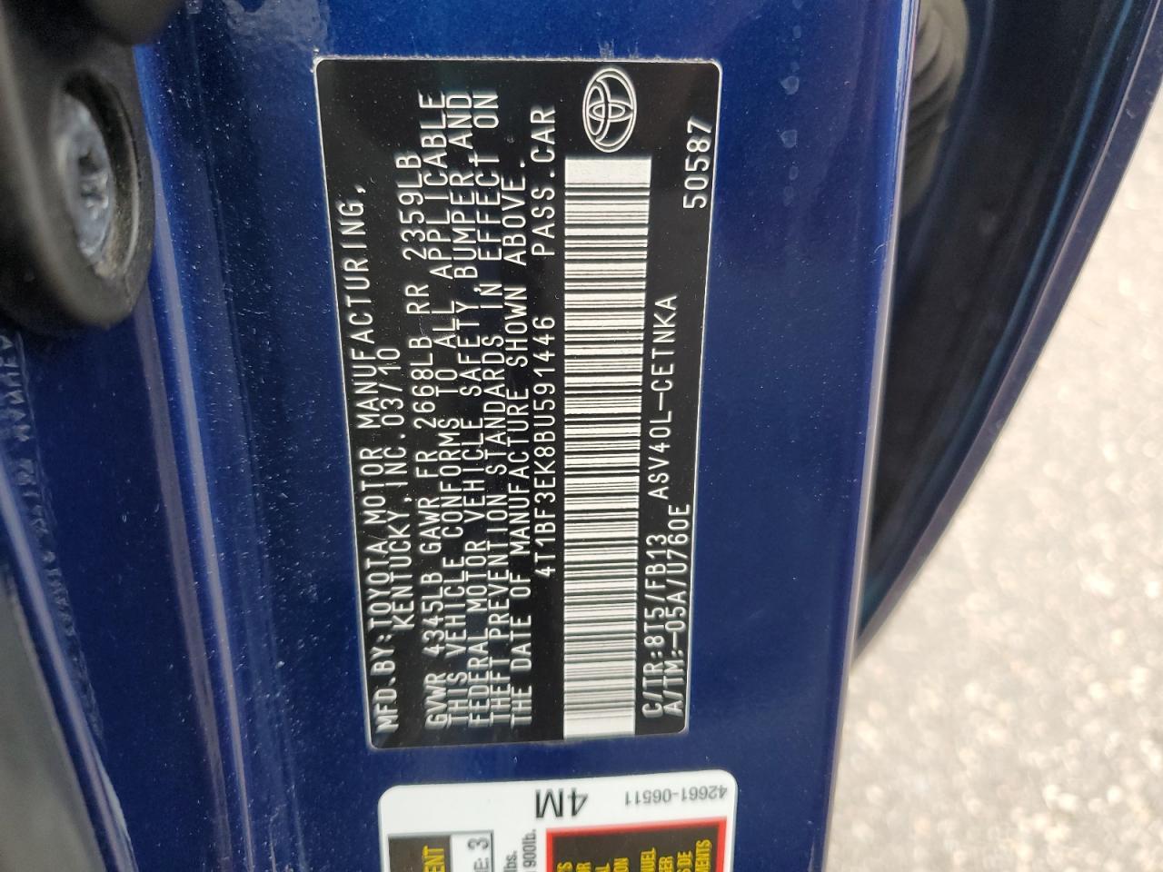 2011 TOYOTA CAMRY