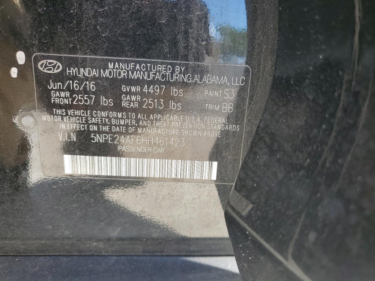 2017 HYUNDAI SONATA