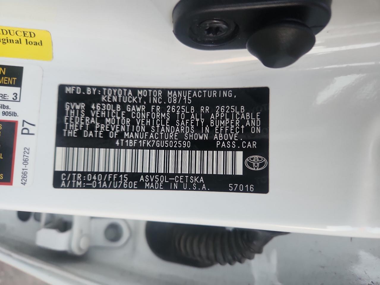 2016 TOYOTA CAMRY
