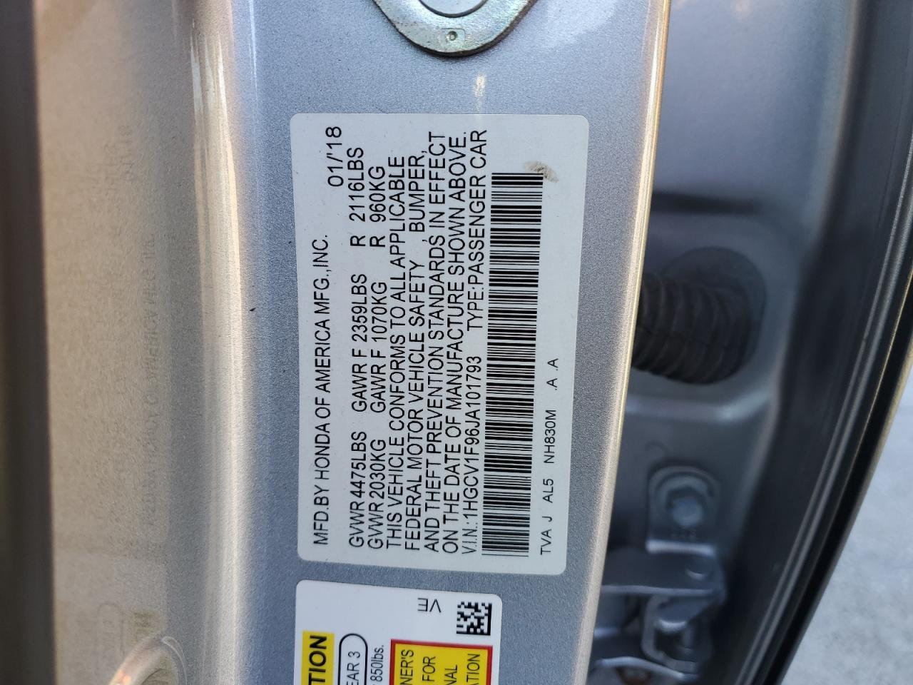 2018 HONDA ACCORD