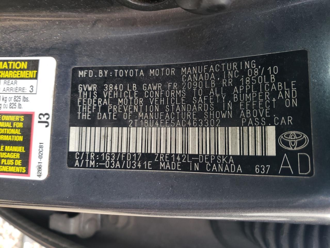 2010 TOYOTA COROLLA