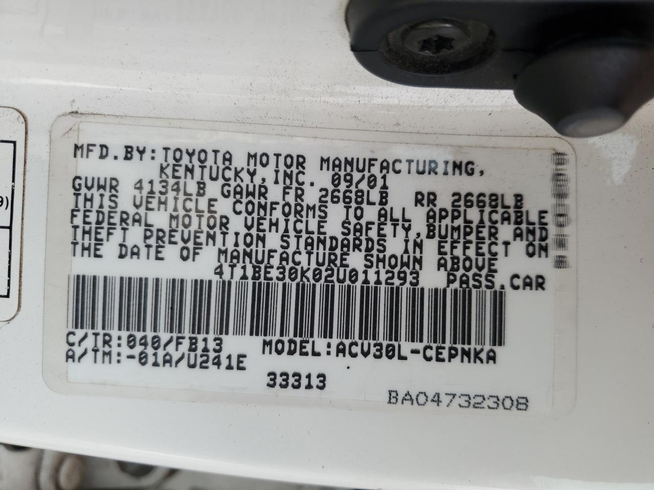 2002 TOYOTA CAMRY