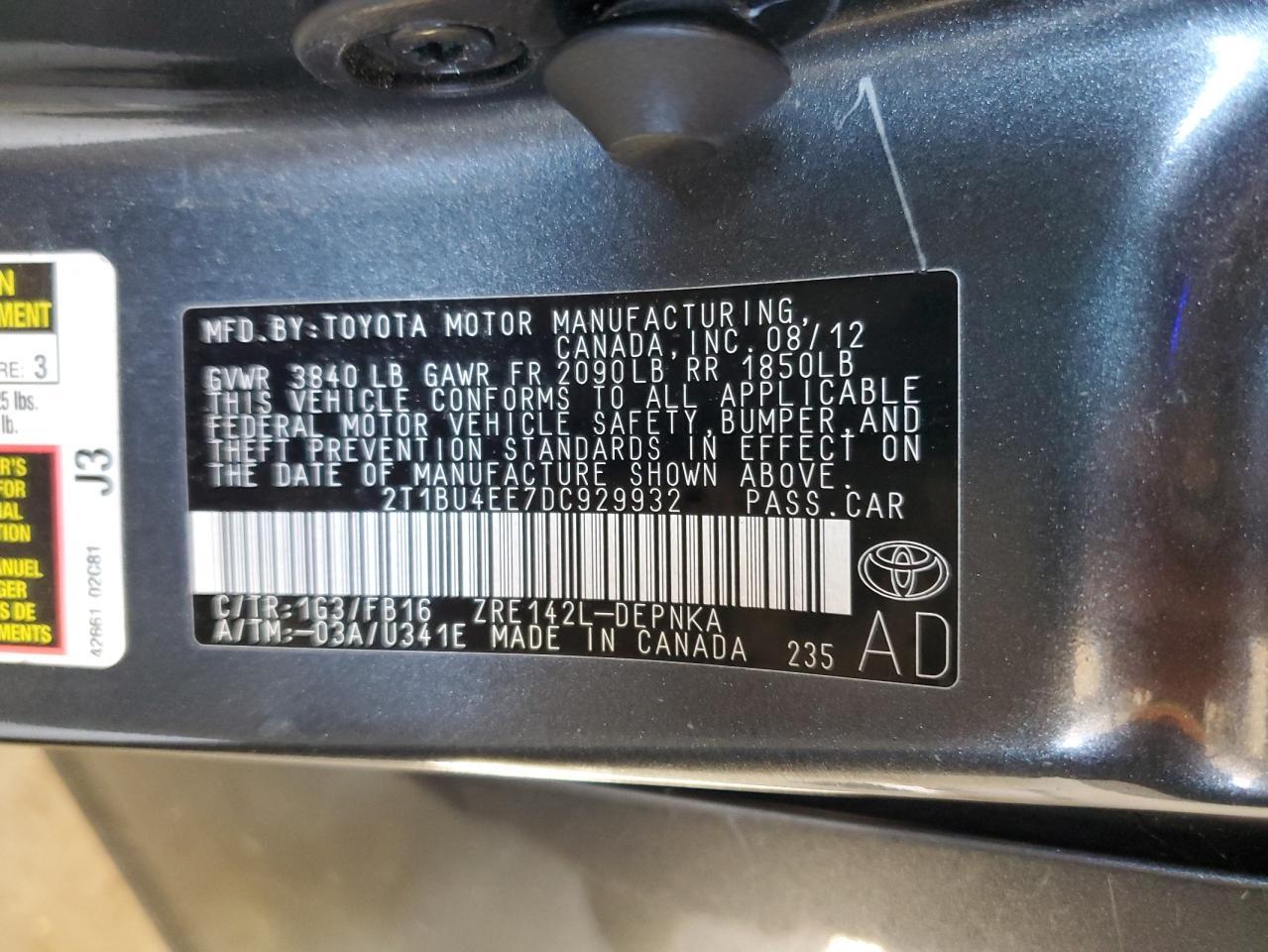 2013 TOYOTA COROLLA