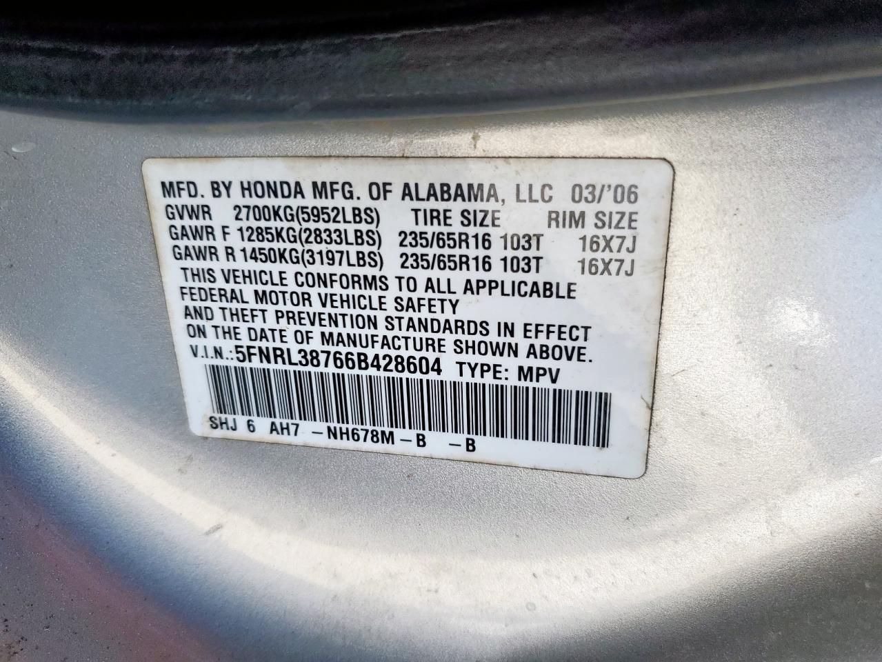2006 HONDA ODYSSEY
