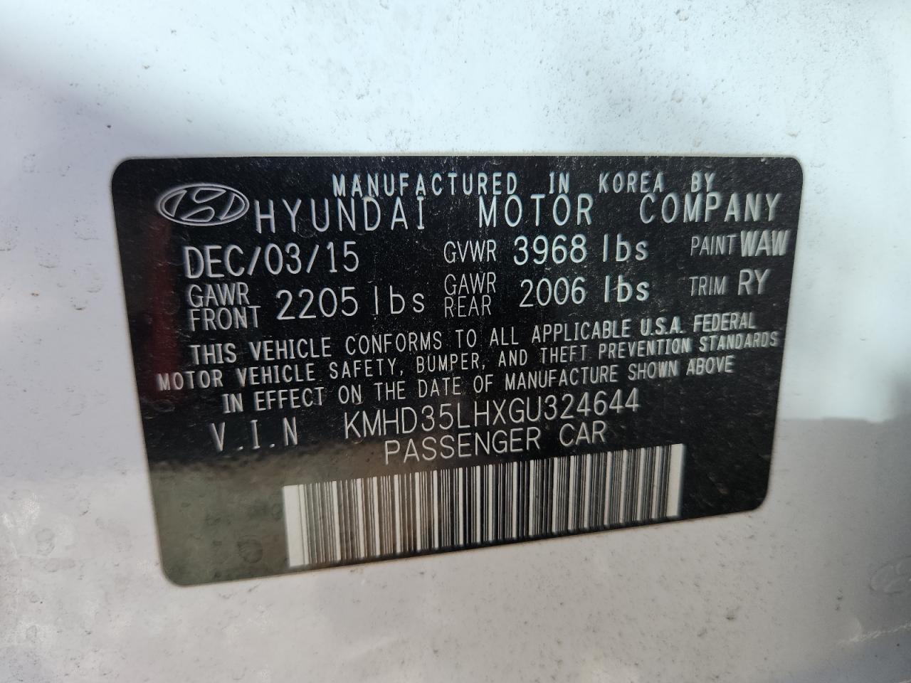 2016 HYUNDAI ELANTRA