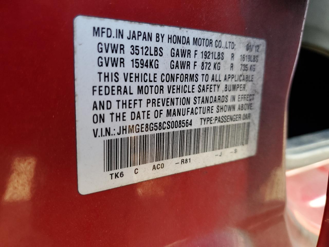 2012 HONDA FIT