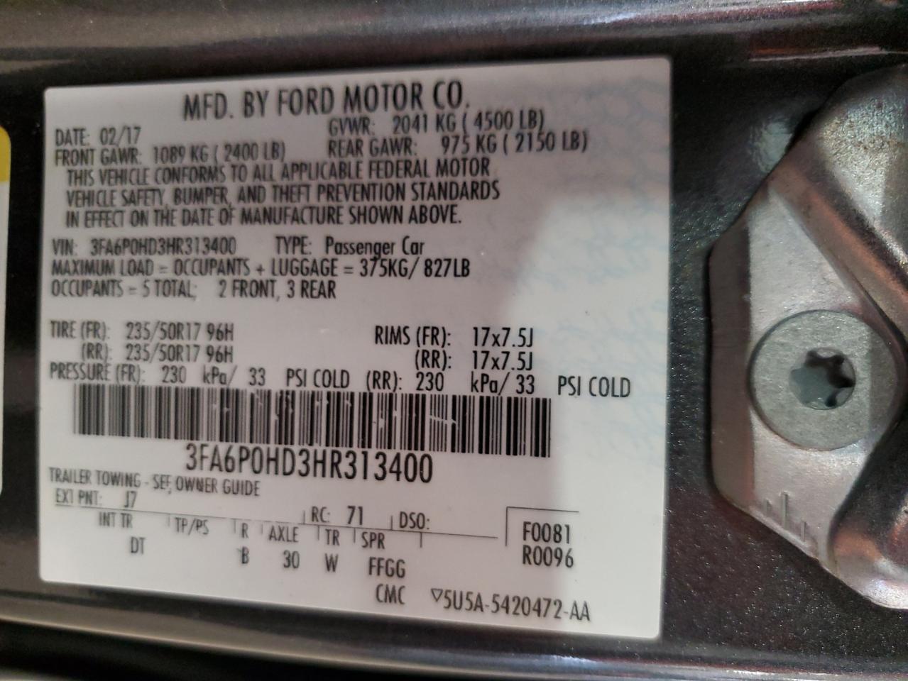 2017 FORD FUSION