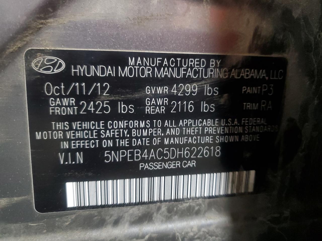 2013 HYUNDAI SONATA