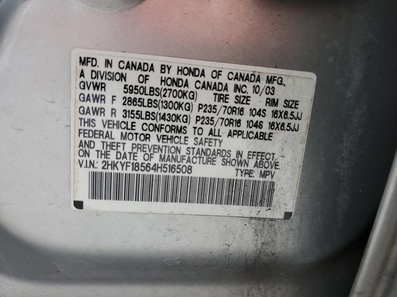2004 HONDA PILOT