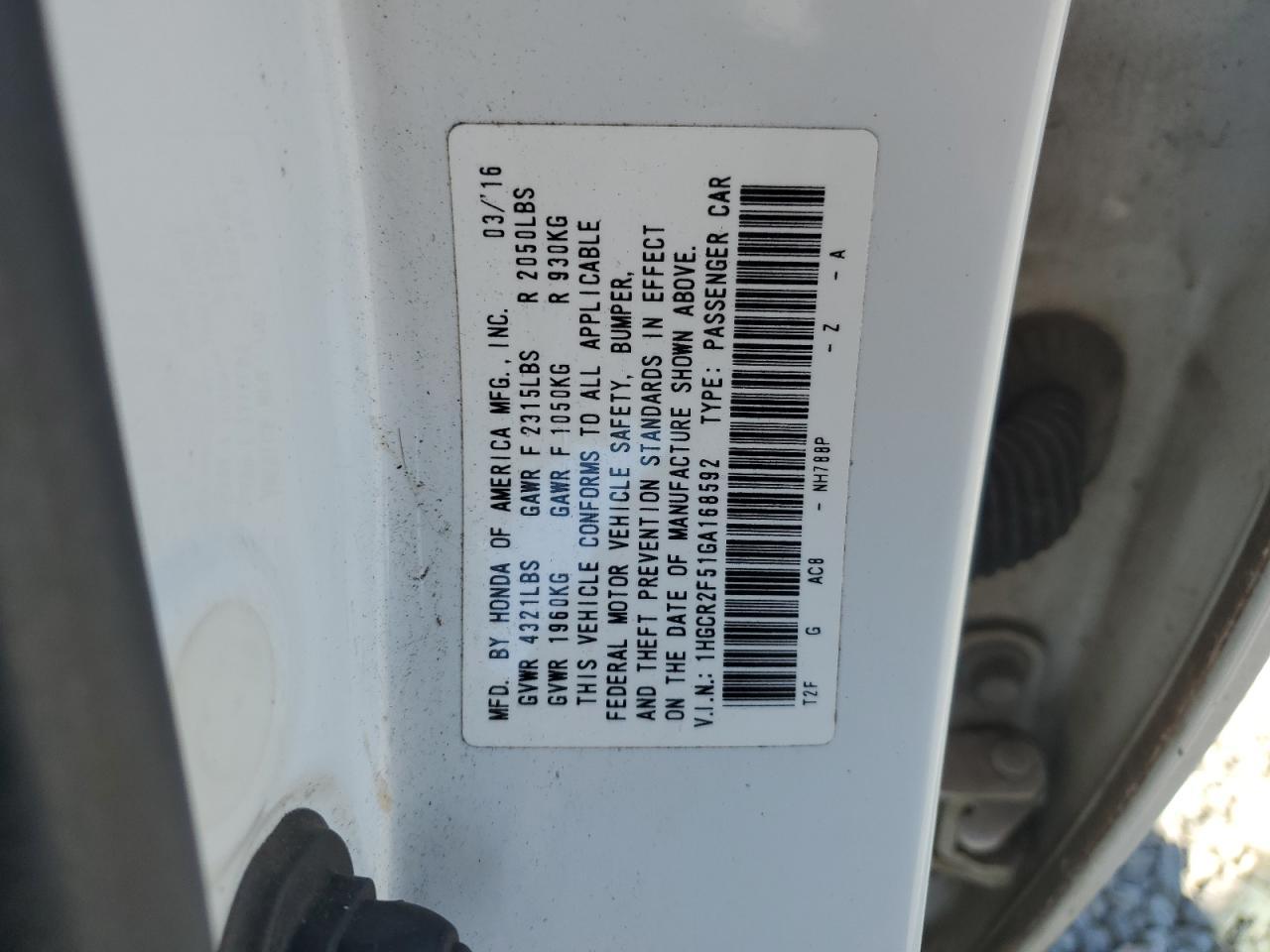 2016 HONDA ACCORD