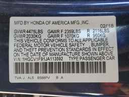 2018 HONDA ACCORD