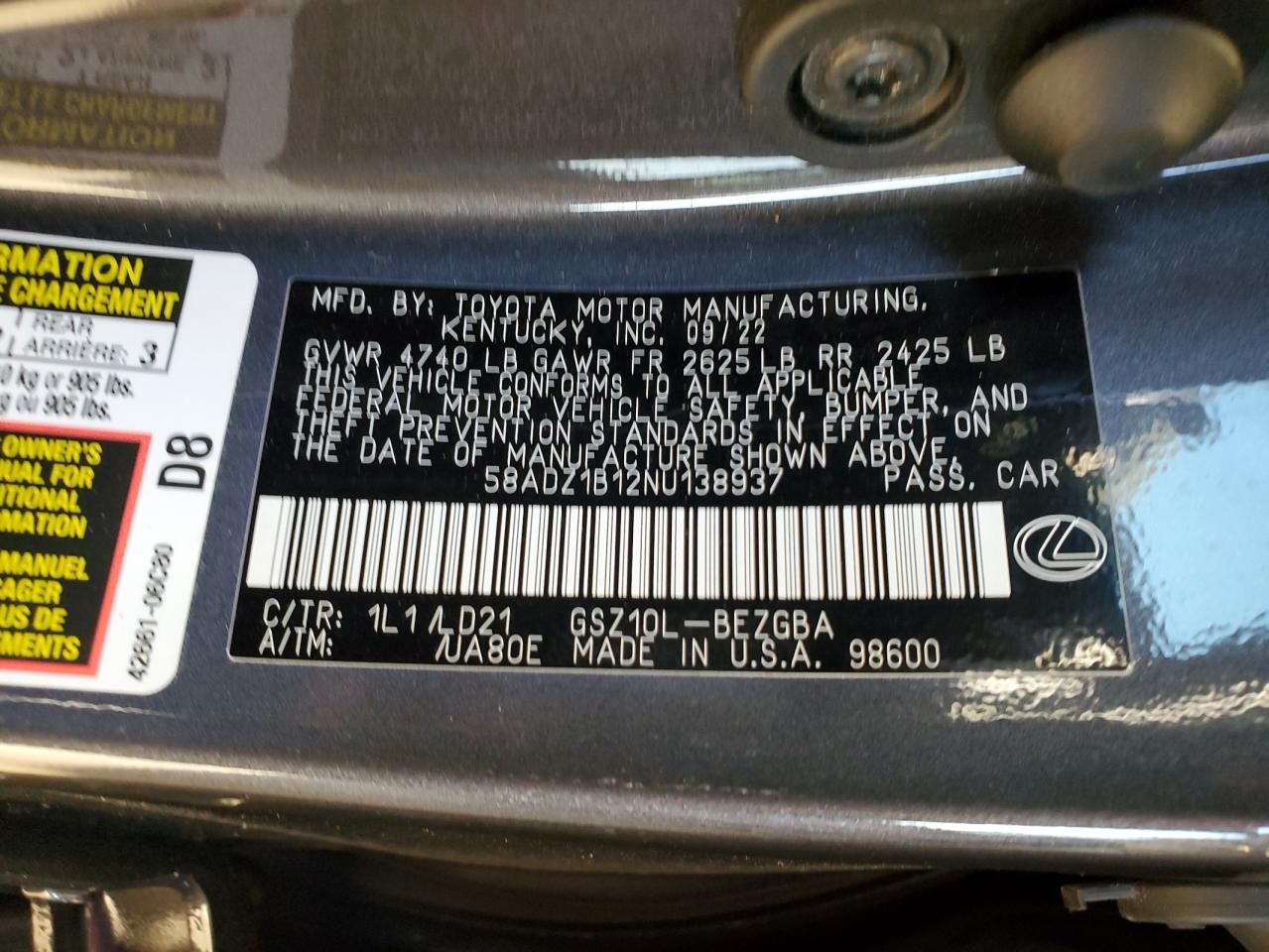 2022 LEXUS ES 350